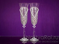 Бокалы для шампанского свадебные, серебряные. Фото 000.