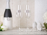 Свадебные бокалы для шампанского "Диана". Фото 000.