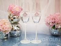 Свадебные фужеры "Розовая акварель". Фото 000.
