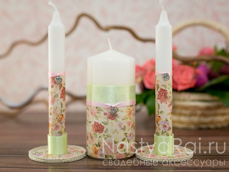 Фото. Свечи для свадебной церемонии "Весна".