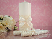 Свадебные свечи с кружевом. Фото 000.