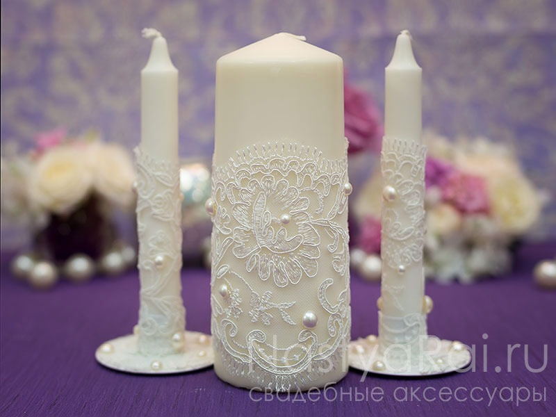 Фото. Набор свадебных свечей, айвори.