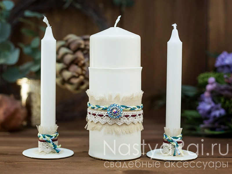 Фото. Свадебные свечи "Бохо".