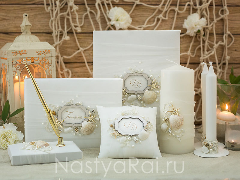 Фото. Свадебные свечи с ракушками "Кипр".