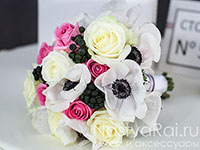 Букет невесты из анемонов и роз. Фото 000.