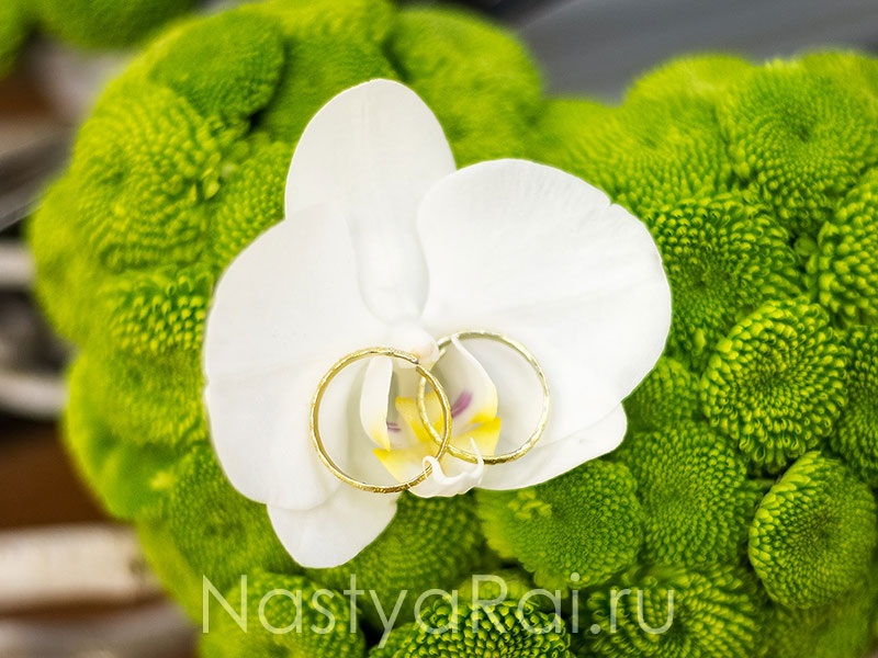 Фото. Подушечка для колец с орхидеей.
