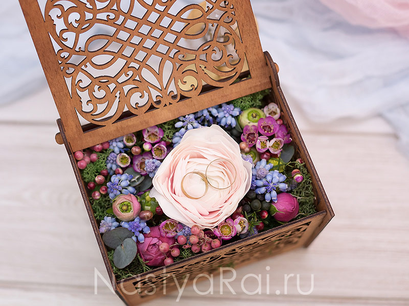 Фото. Ажурная шкатулка для колец с цветами.