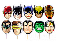 Набор из 10 масок супергероев. Фото 000.