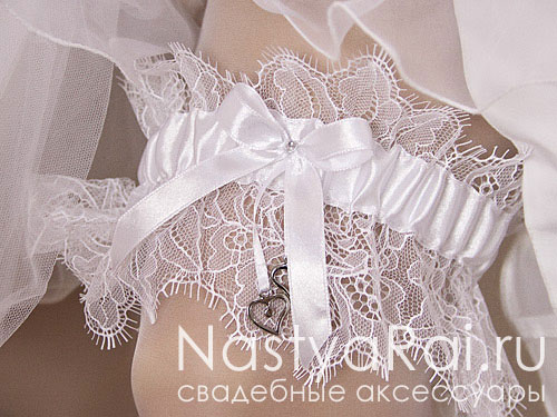 Фото. Подвязка свадебная, белая.