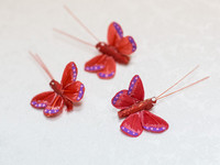 Бабочки декоративные из перьев. Алые, 20 шт. Фото 000.