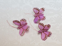 Бабочкииз перьев, сиренево-розовые, 20 шт. Фото 000.
