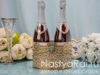 Свадебное украшение на шампанское "Восточная сказка". Фото 000.