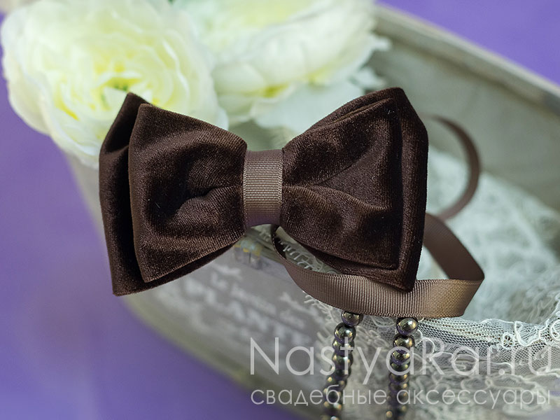 Фото. Бархатный галстук-бабочка "Шоколад".