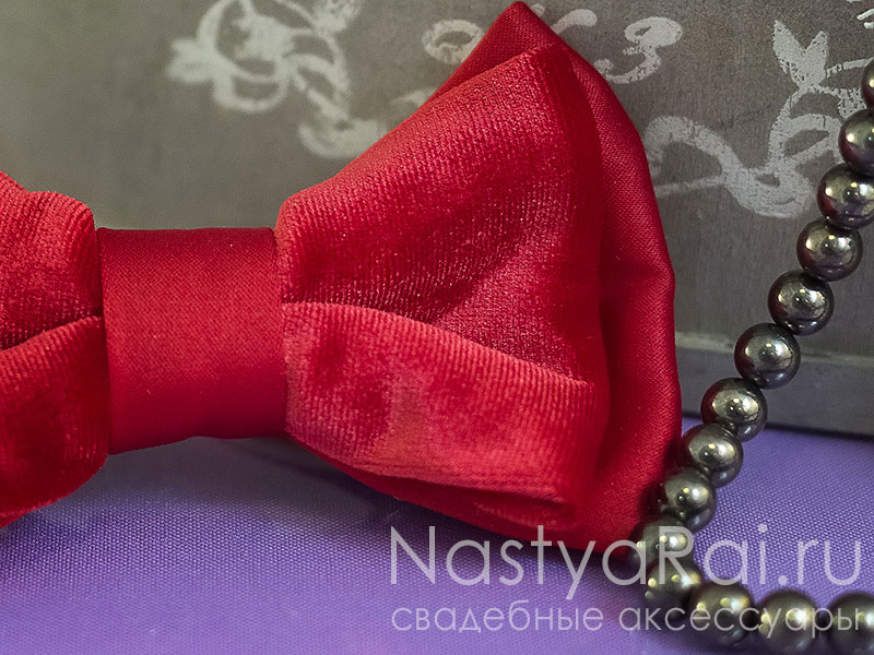 Фото. Бархатный галстук-бабочка "Рубин".