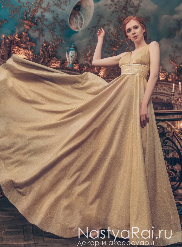 Фото. Элегантное золотое платье ZML025.