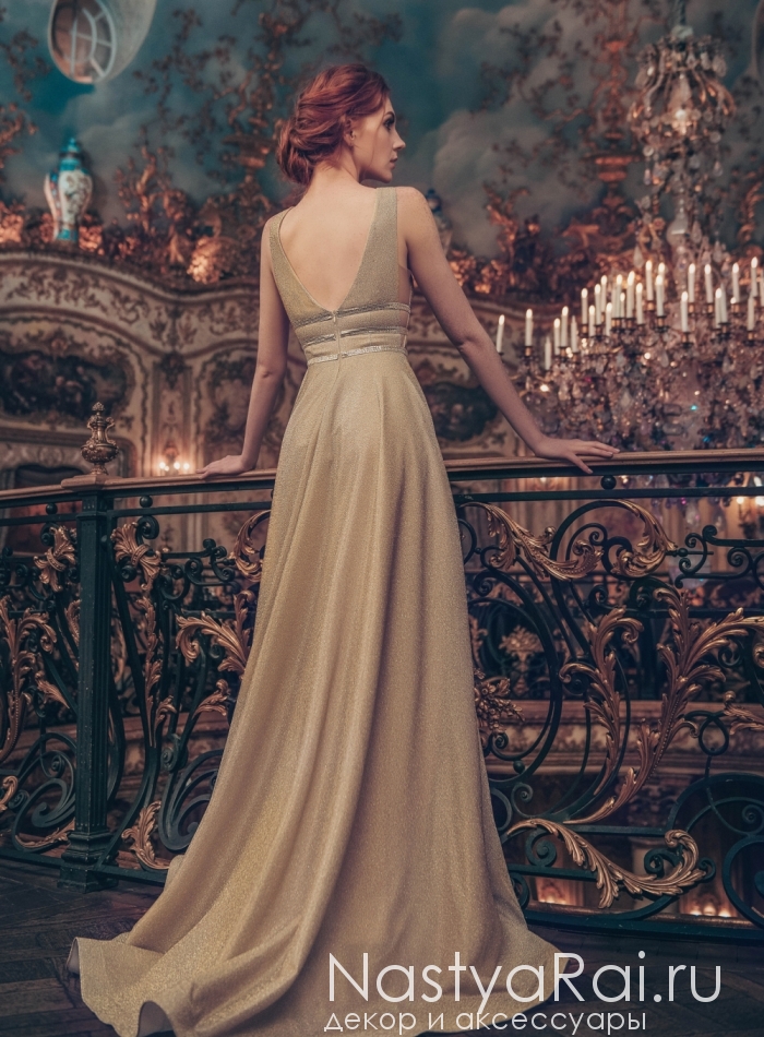 Фото. Элегантное золотое платье ZML025.