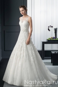 Свадебное кружевное платье с цветком ROSA CLARA 8A19. Фото 000.