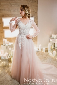 Свадебное платье нежно-розового цвета ZIS004. Фото 000.