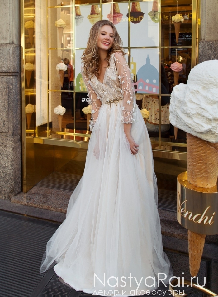 Фото. Свадебное платье из фатина с вышивной ZAR006.