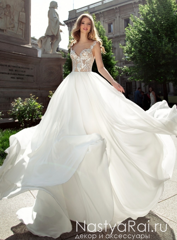 Фото. Свадебное платье из шифона с корсетом ZAR003.