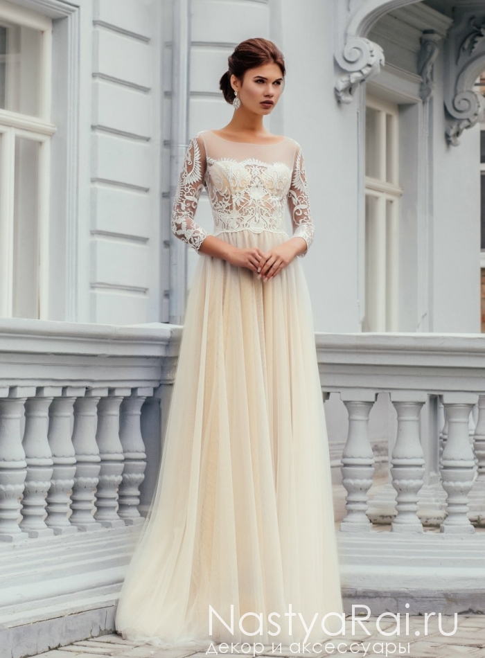 Фото. Нюдовое свадебное платье ZCD001.