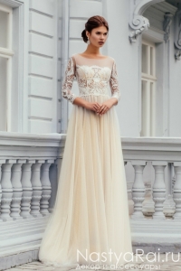Нюдовое свадебное платье ZCD001. Фото 000.