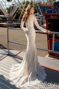 Свадебное платье-русалка с длинными рукавами и шлейфом ZBZ005. Фото 000.