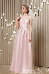 Длинное вечернее платье нежно-розового цвета ZEK025B. Фото 000.