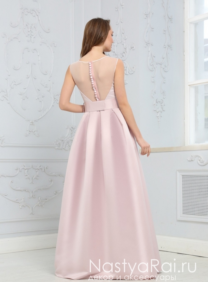 Фото. Длинное вечернее платье нежно-розового цвета ZEK025B.