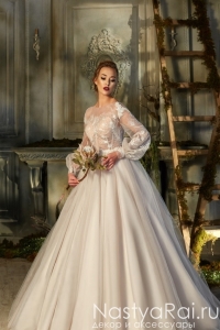 Пышное свадебное платье с рукавами ZBW002. Фото 000.