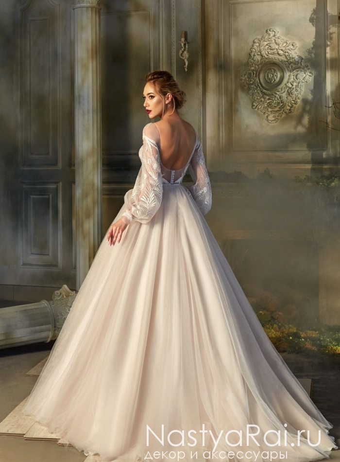 Пышное свадебное платье с рукавами ZBW002