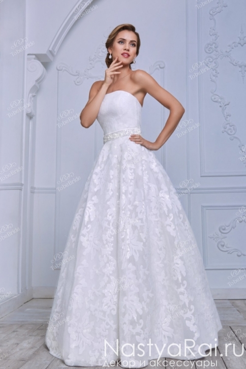 Белое свадебное платье с корсетом NN032