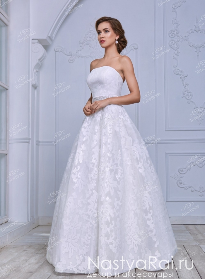 Фото. Белое свадебное платье с корсетом NN032.