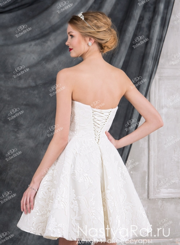 Фото. Короткое свадебное платье-бюстье TB013.