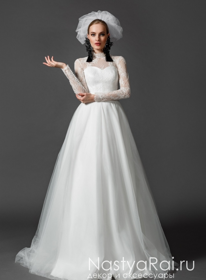 Фото. Пышное закрытое свадебное платье NS007.