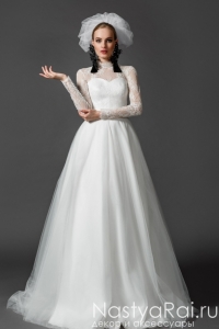 Пышное закрытое свадебное платье NS007. Фото 000.