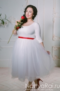 Свадебное платье длины миди ZRM007. Фото 000.