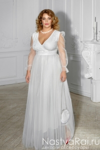 Свадебное платье с шифоновыми рукавами ZRM001. Фото 000.