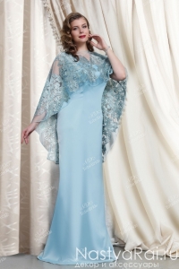 Платье фасона русалка с накидкой из кружева TB047B. Фото 000.