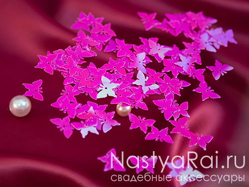 Фото. Конфетти розовые бабочки.