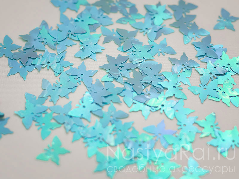 Фото. Конфетти голубые бабочки.