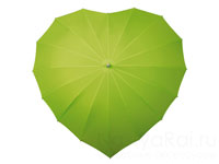 Зеленый свадебный зонтик в виде сердца. Фото 000.